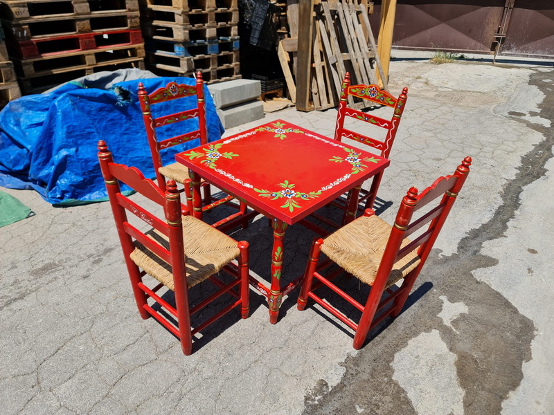 conjunto mesa madera andalucia mesa 64.5x68x67.5 2u